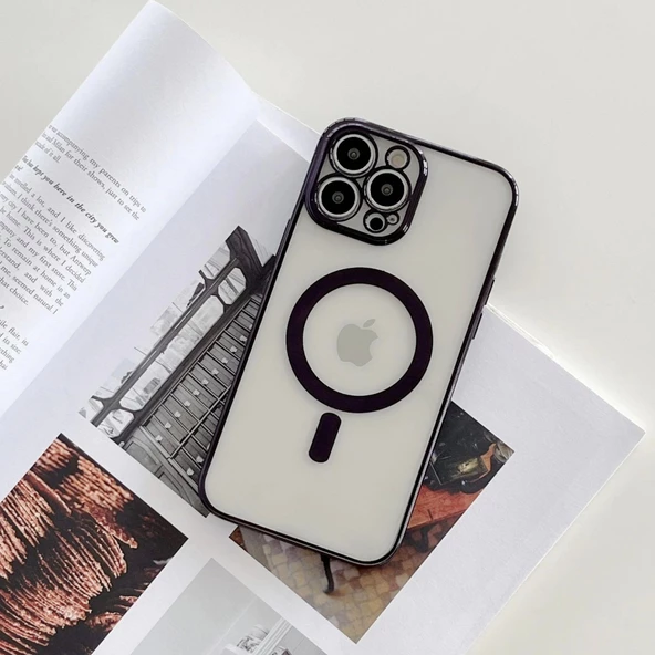 İphone 13 Pro Max Magsafe Uyumlu Parlak Lazer Telefon Kılıfı - 4