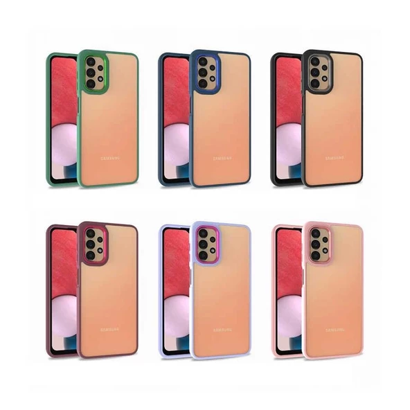 Samsung A33 Metal Kamera Çerçeveli Kenarları Renkli Kılıf - Resim 5