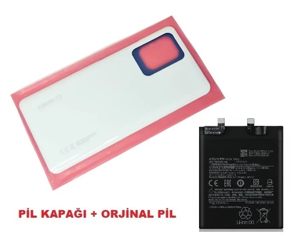 Tkgz Xiaomi Mi 11T PRO Mİ 11T Arka Pil Batarya Kapağı + PİL (CAM) BEYAZ