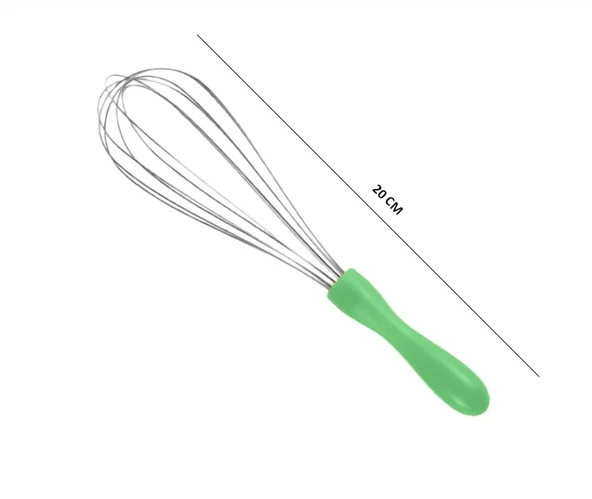 MyBru Paslanmaz Çelik Yeşil Plastik Saplı El Çırpıcısı (Blender) Küçük Boy - 2