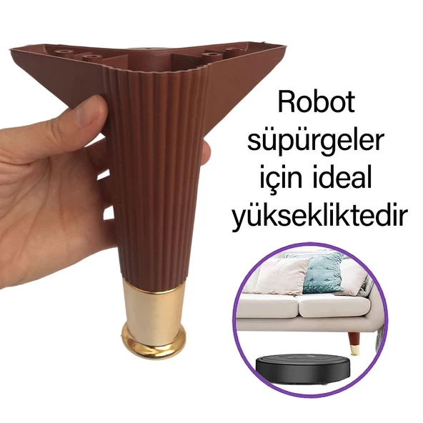 4 Adet Golden Ayak 15 cm Kahve Altın Gold Mobilya Kanepe Sehpa Ünite Koltuk Ayağı Baza Ayak Ayakları - 2
