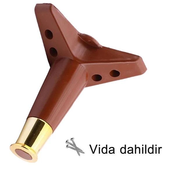4 Adet Golden Ayak 15 cm Kahve Altın Gold Mobilya Kanepe Sehpa Ünite Koltuk Ayağı Baza Ayak Ayakları - 6