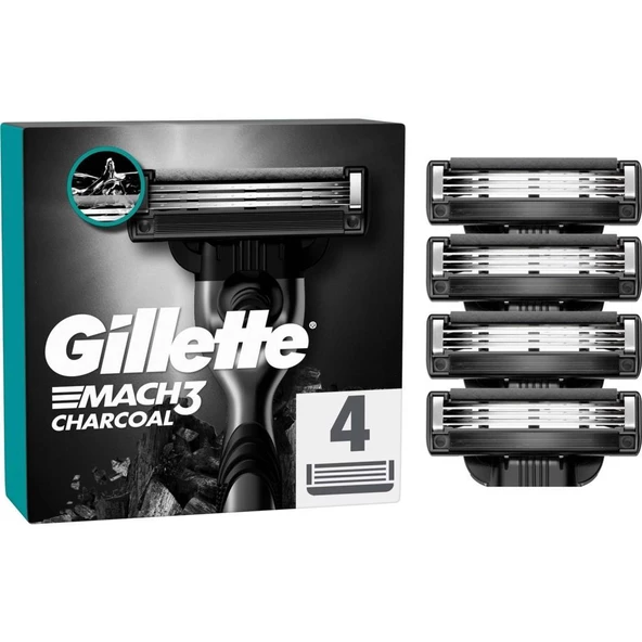 Gillette Mach3 Charcoal Yedek Tıraş Bıçağı 4'Lü - 1