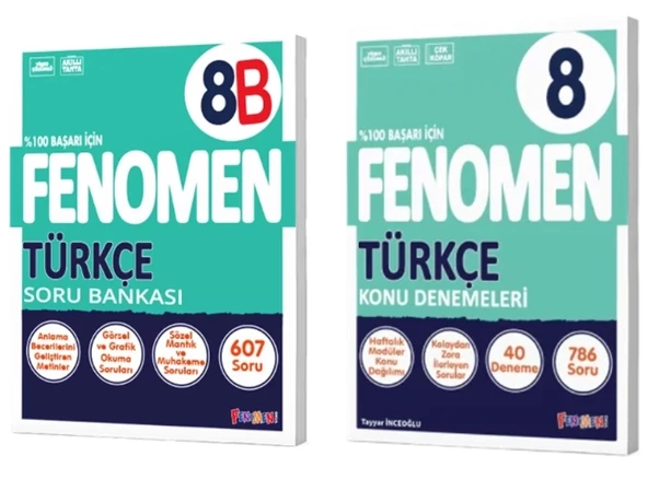 FENOMEN YAYINCILIK 8. Sınıf Türkçe B Soru Bankası + Türkçe Konu Denemeleri (2 Kitap)