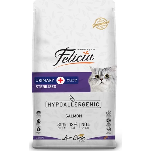 Felicia Hypo-Allergenic Üriner Sağlığı için Somonlu Düşük Tahıllı Kısırlaştırılmış Kedi Maması 12kg