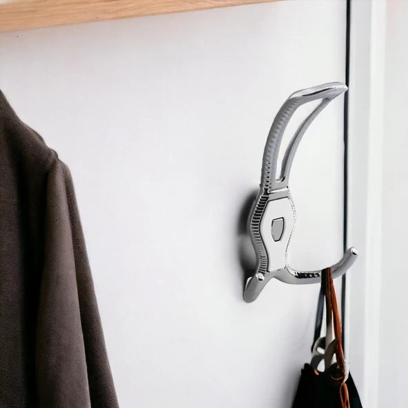 Galata Askı Portmanto Metal Vestiyer Duvar Dolap Elbise Askısı Krom Renk Mobilya Askılığı 4 Adet - Resim 4