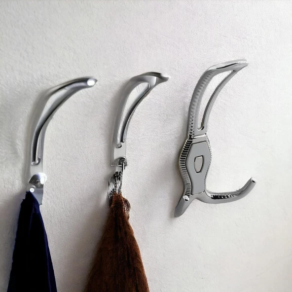 Galata Askı Portmanto Metal Vestiyer Duvar Dolap Elbise Askısı Krom Renk Mobilya Askılığı 4 Adet - Resim 5