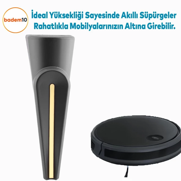 Nota Mobilya Oturma Grubu Kanepe Tv Ünitesi Konsol Koltuk Ayağı Ayakları Siyah Altın Gold 19 Cm - Resim 5