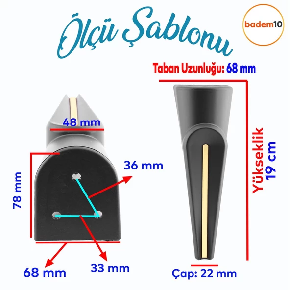 Nota Mobilya Oturma Grubu Kanepe Tv Ünitesi Konsol Koltuk Ayağı Ayakları Siyah Altın Gold 19 Cm - Resim 2