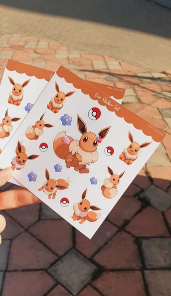 Eeve Pokemon Sticker Set *Parlak Kağıt* 2 ADET - 5