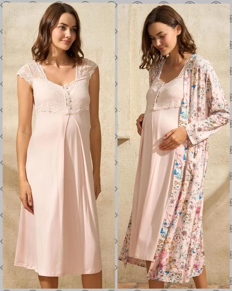 Anıl 5772 Pembe Hamile Lohusa Gecelik Sabahlık Tk - 7