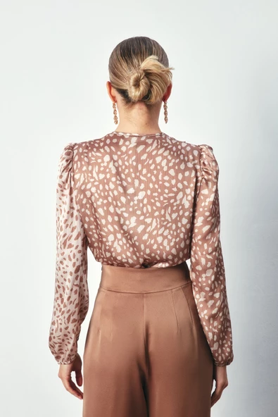 Kruvaze Desenli Bodysuit - TAŞ-VİZON - 5