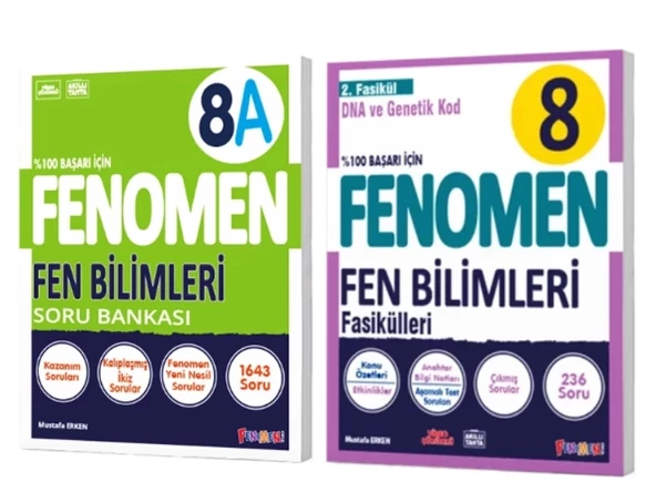 FENOMEN YAYINLARI 8. SINIF Fen Bilimleri A Soru Bankası + Fen Bilimleri 2. Fasikül (DNA Ve Genetik Kod) (2 KİTAP)