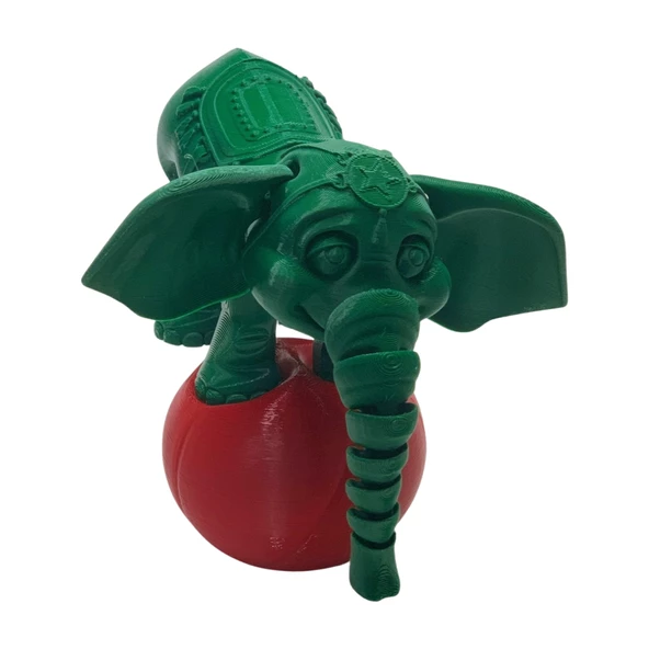 3D Hareketli Oyuncak Sirk Fili Denge Topu Dahil - Yeşil - Resim 5