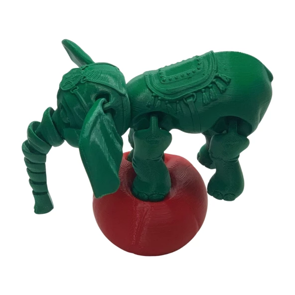 3D Hareketli Oyuncak Sirk Fili Denge Topu Dahil - Yeşil - Resim 2