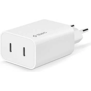 2SCS27B TTEC 2SCS27B ttec SmartCharger Duo PD 40W Seyahat Hızlı Şarj Aleti USB-C + USB-C Beyaz