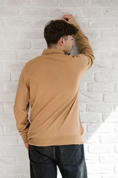 San&fa Örgü Desen Düğmeli Polo Yaka Regular Fit Erkek Triko Kazak - 3