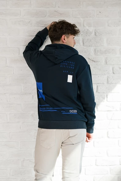 Kapşonlu Baskılı Regular Fit 2 İplik Erkek Sweatshirt - 10