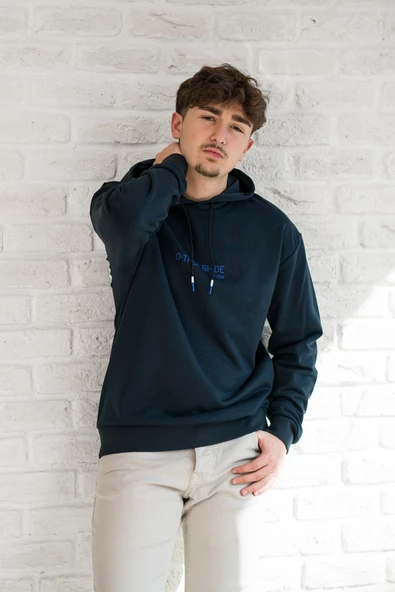 Kapşonlu Baskılı Regular Fit 2 İplik Erkek Sweatshirt - 8