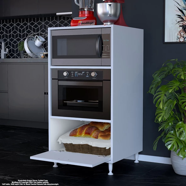 Modilayn SİLVA 59,6 x 119,2 x 56 cm Tek Kapaklı Ankastre Fırın ve Mutfak Dolabı - 4