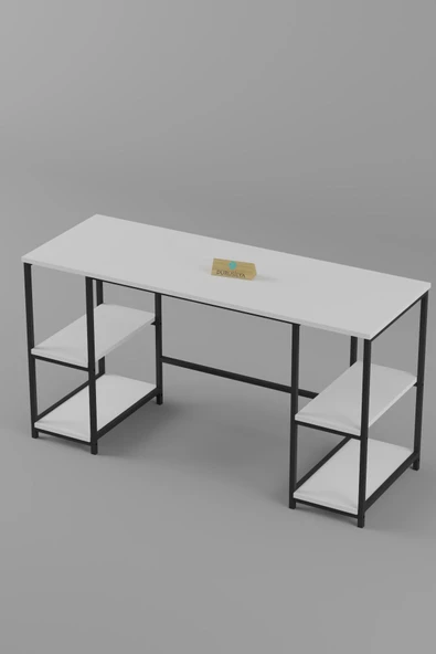 Durusilya Mobilya 140*50 Cm Metal Çalışma Bilgisayar Ofis Masası Kitaplıklı - 6