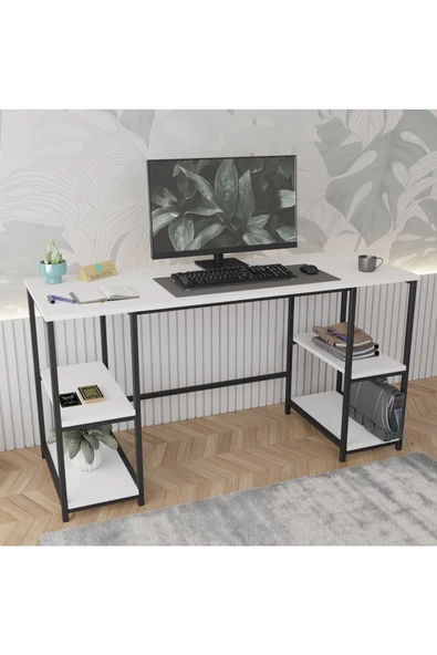 Durusilya Mobilya 140*50 Cm Metal Çalışma Bilgisayar Ofis Masası Kitaplıklı - 2