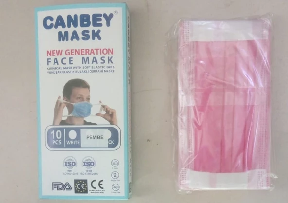 CANBEY MEDİKAL MASKE PEMBE ( 1 PAKET - 10 ADETTİR )