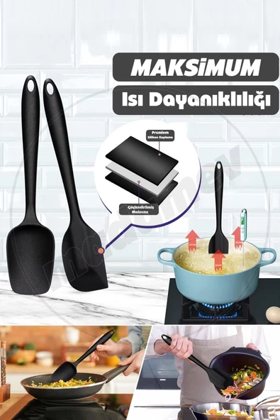 6'lı Silikon Spatula Fırça Seti Pratik Yemek Hazırlık Gereçleri Kaşık Bıçak Spatula Servis Seti - 4