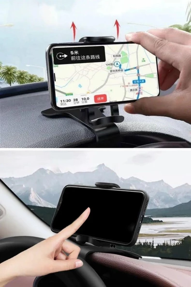 BUFFER® Araç İçi Konsola Takılan Döner Başlıklı Telefon Kıskacı Telefon Tutucu - 9