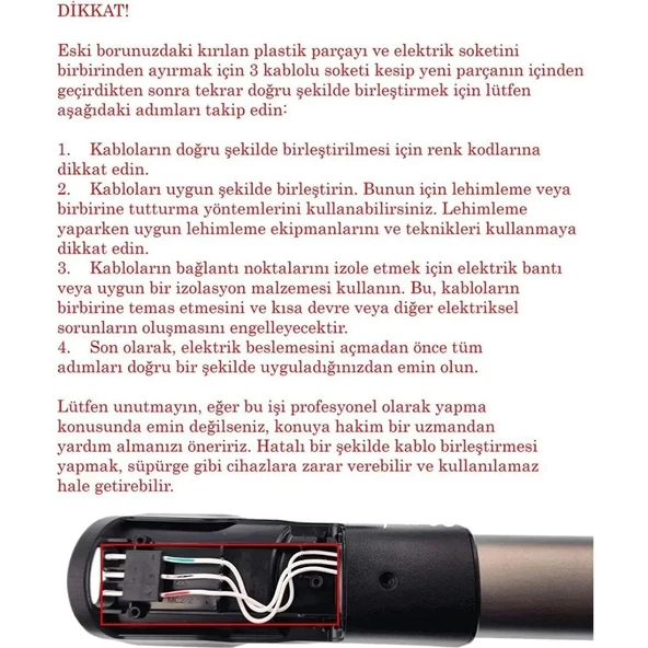 srfn ticaret Philips FC6724/FC6823/FC 6826 Uyumlu Dikey Süpürge Boru Tamir Seti - Resim 3