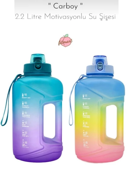 Fitmart Carboy - 2.2 Litre Motivasyonlu Su Şişesi 2 Li Set-1