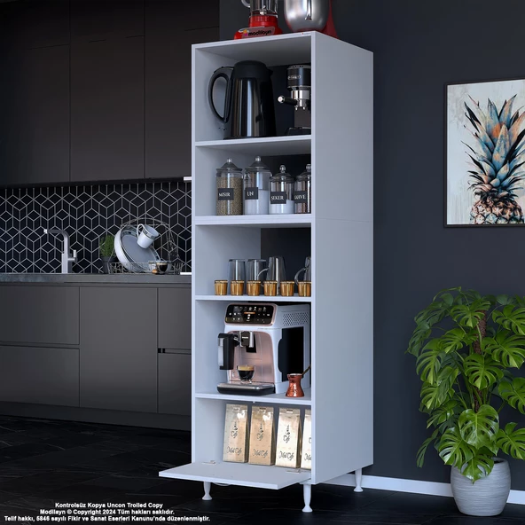 Modilayn SİLVA LOYA 59,6 x 194,6 x 56 cm Tek Kapaklı Ankastre Fırın ve Mutfak Dolabı - Resim 3