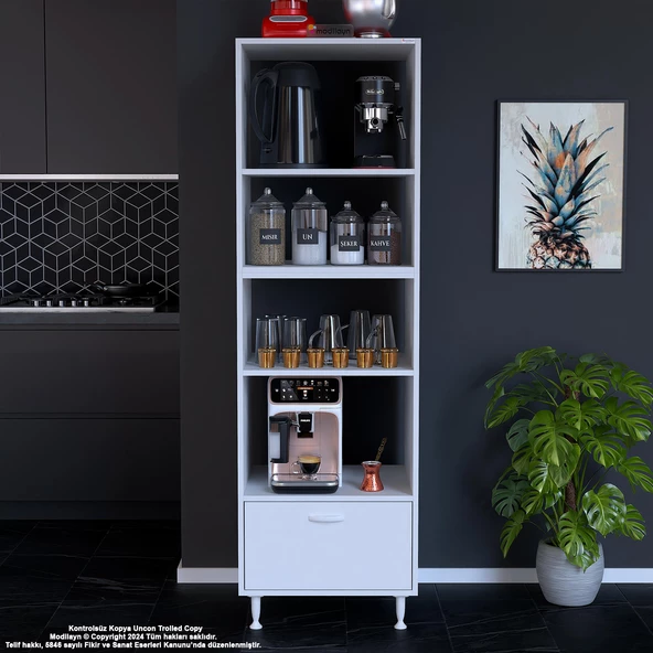 Modilayn SİLVA LOYA 59,6 x 194,6 x 56 cm Tek Kapaklı Ankastre Fırın ve Mutfak Dolabı - Resim 2