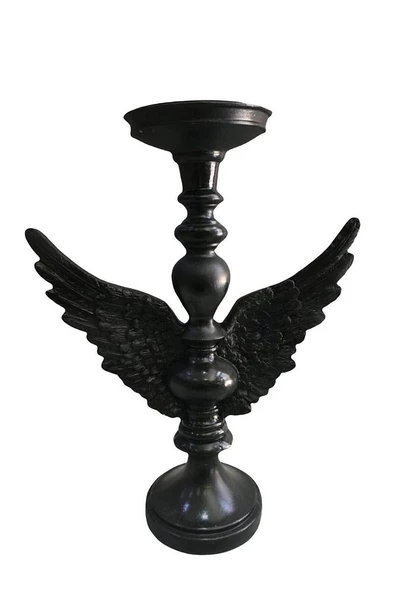 Melek Kanatlı Şamdan & Mumluk Siyah
