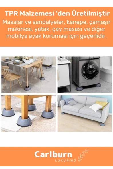 Özel Üretim Gürültü Engelleyici Titreşim Önleyici Kauçuk Çamaşır Bulaşık Makinesi 12 Adet Ayak Pedi - 4