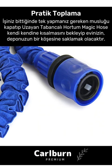 Özel Üretim Dolaşmaz Kırılmaz 7 Kademeli Uzayan Bahçe Sulama Araç Yıkama Tabancalı 30 Metre Hortum - 4