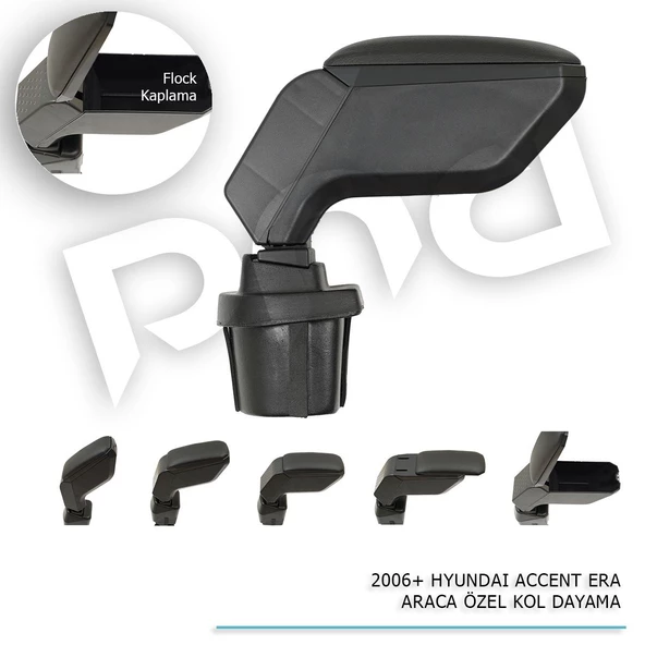 Hyundai Accent Era Araca Özel Kol Dayama Kolçak Siyah 2006+ sonrası modellere uyumlu - Resim 4