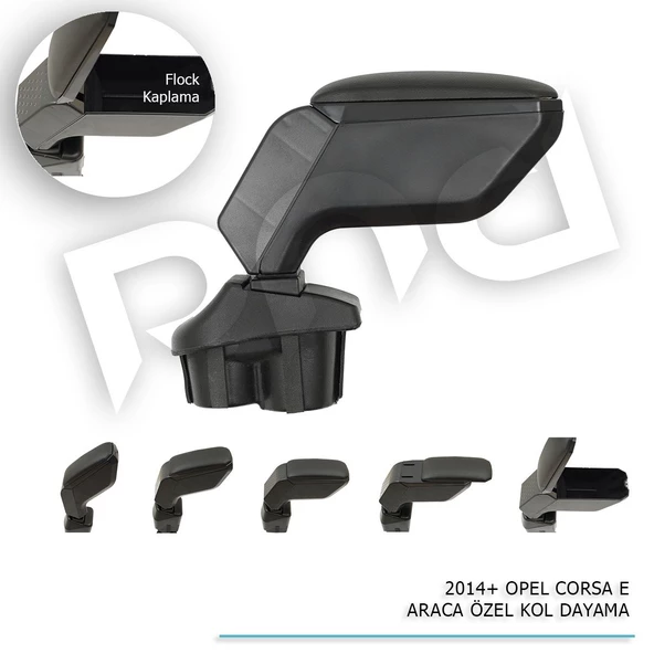Opel Corsa E Araca Özel Kol Dayama Kolçak Siyah 2014+ sonrası modellere uyumlu - Resim 4