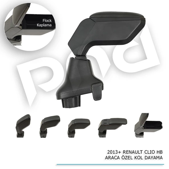 Renault Clio 4 hb Araca Özel Kol Dayama Kolçak Siyah 2013+ sonrası modellere uyumlu - 4