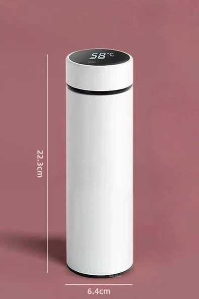 Derece Göstergeli  Çelik  Termos Pili Değişebilen Kamp,Araç,Ofis Süzgeçli Yeni Nesil Akıllı Mug - 3
