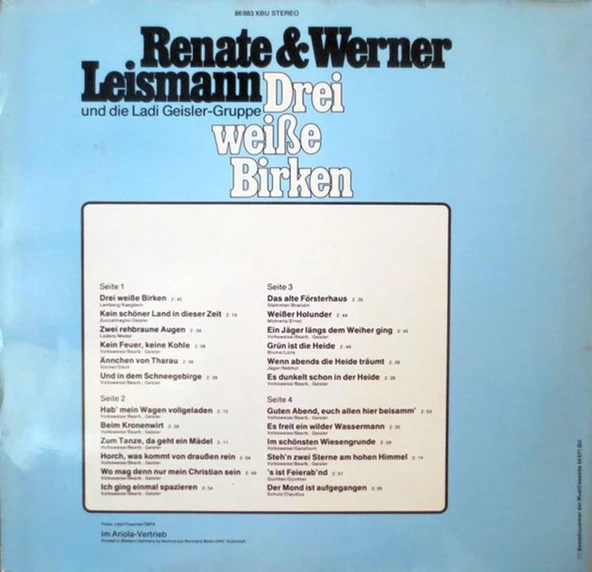 Renate Und Werner Leismann – Drei Weisse Birken 2xLP Pop Vinly Plak alithestereo - 3