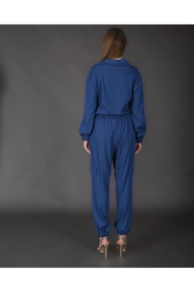 Modatalika Kadın Yeni Sezon Denim Ceket Taş Detaylı Pantolon Spor İkili Takım - 5
