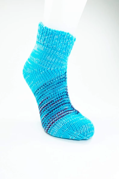 2 Çift El Örgüsü Kışlık Şık Kadın Yün Patik Set 14 - Resim 4