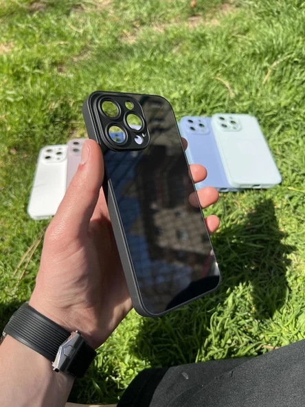 İphone 15 Pro Max Uyumlu Parlak Premium Renkli Cam Telefon Kılıfı - Resim 2