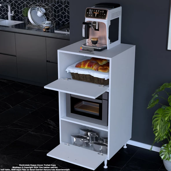 Modilayn SİLVA 59,6 x 119,2 x 56 cm Çift Kapaklı Ankastre Fırın ve Mutfak Dolabı - 5