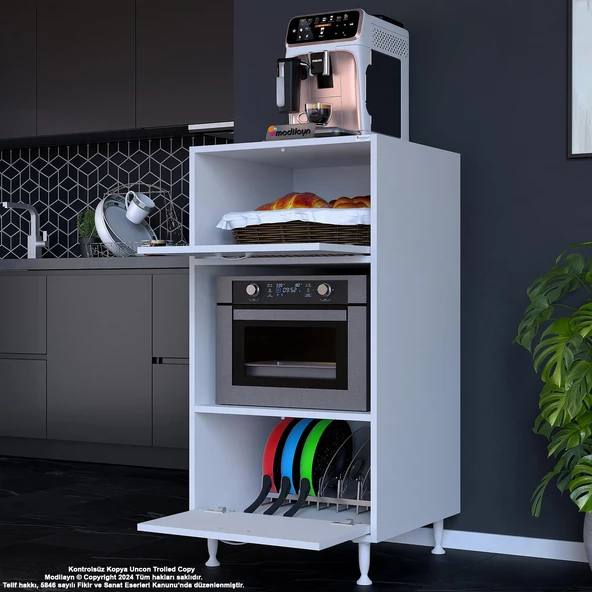 Modilayn SİLVA 59,6 x 119,2 x 56 cm Çift Kapaklı Ankastre Fırın ve Mutfak Dolabı - 4
