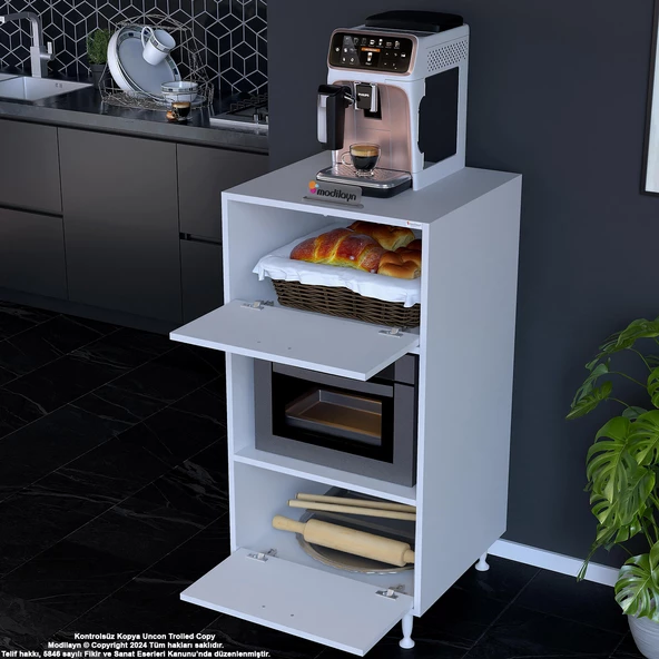 Modilayn SİLVA 59,6 x 119,2 x 56 cm Çift Kapaklı Ankastre Fırın ve Mutfak Dolabı - 3
