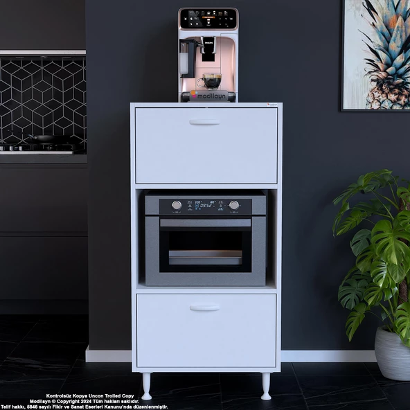 Modilayn SİLVA 59,6 x 119,2 x 56 cm Çift Kapaklı Ankastre Fırın ve Mutfak Dolabı - 2