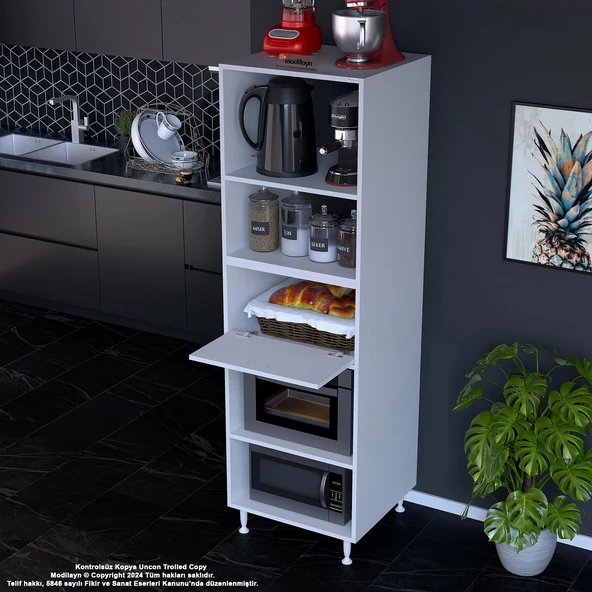 Modilayn SİLVA LOYA 59,6 x 194,6 x 56 cm Tek Kapaklı Ankastre Fırın Ve Mutfak Dolabı - Resim 5