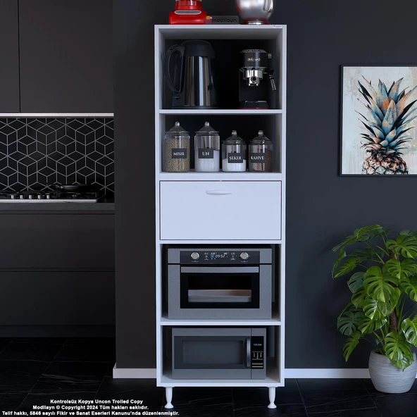 Modilayn SİLVA LOYA 59,6 x 194,6 x 56 cm Tek Kapaklı Ankastre Fırın Ve Mutfak Dolabı - Resim 2